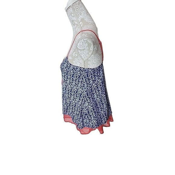 THML Women Blue Print Tank Top Layered Blouse With Embroidery Xsmall XS - Picture 5 of 8